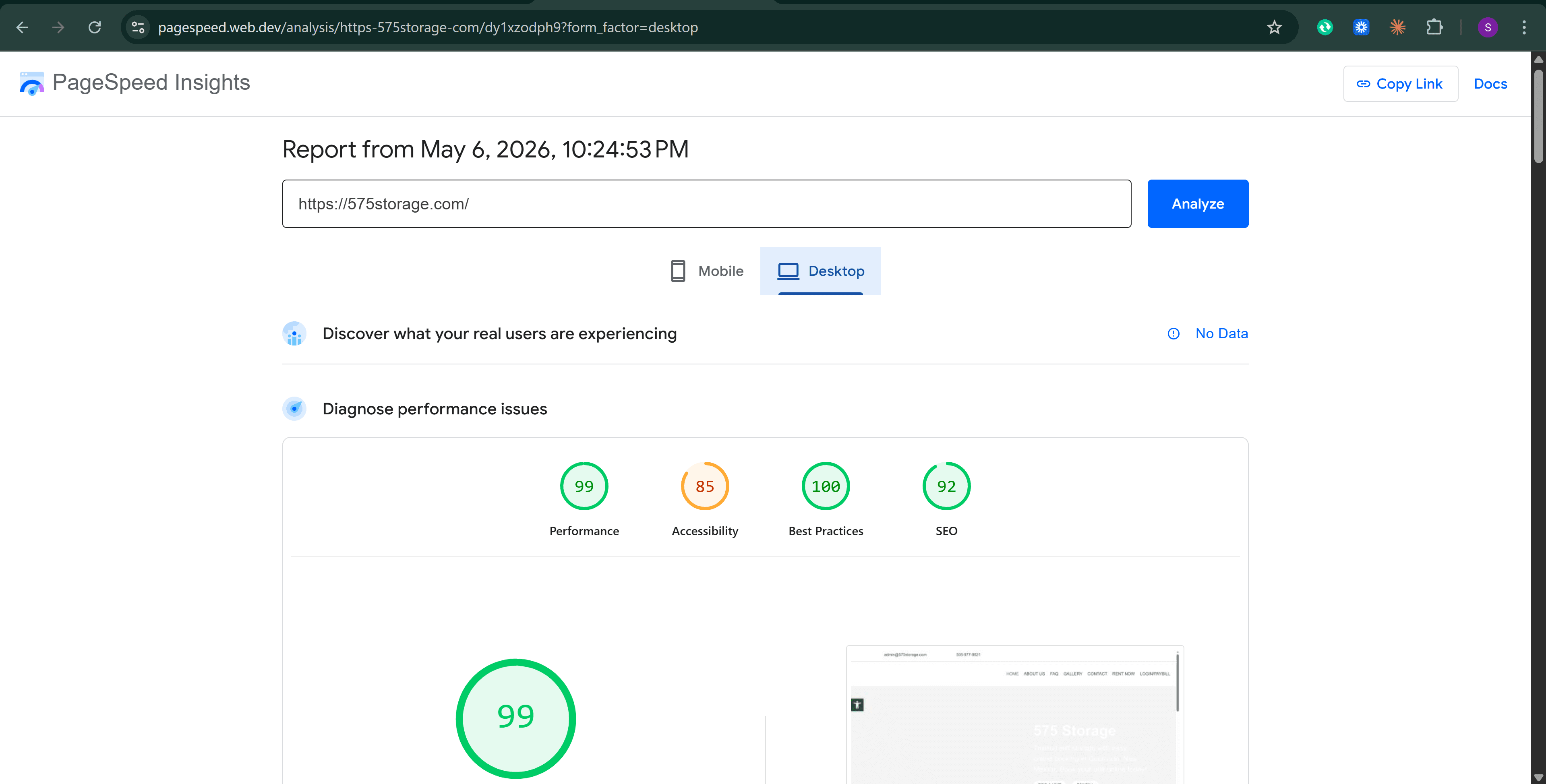 757Storage.com after FastMe.io optimization