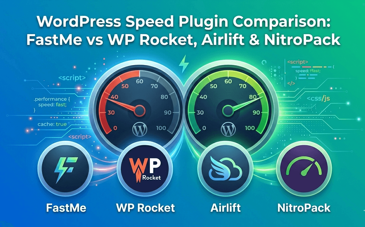 FastMe vs WP Rocket, Airlift & NitroPack: Which WordPress Speed Plugin Wins in 2026?