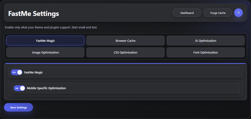fastme settings